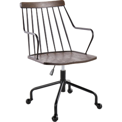 Preston Adjustable Office Chair in Black Metal & Walnut Wood